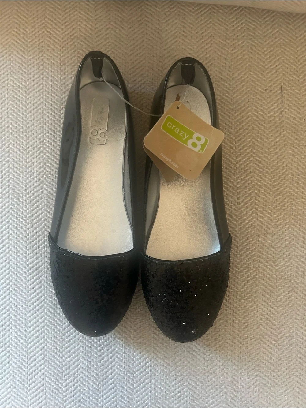 Crazy 8 Black Glitter Ballet Flats for girls size 4